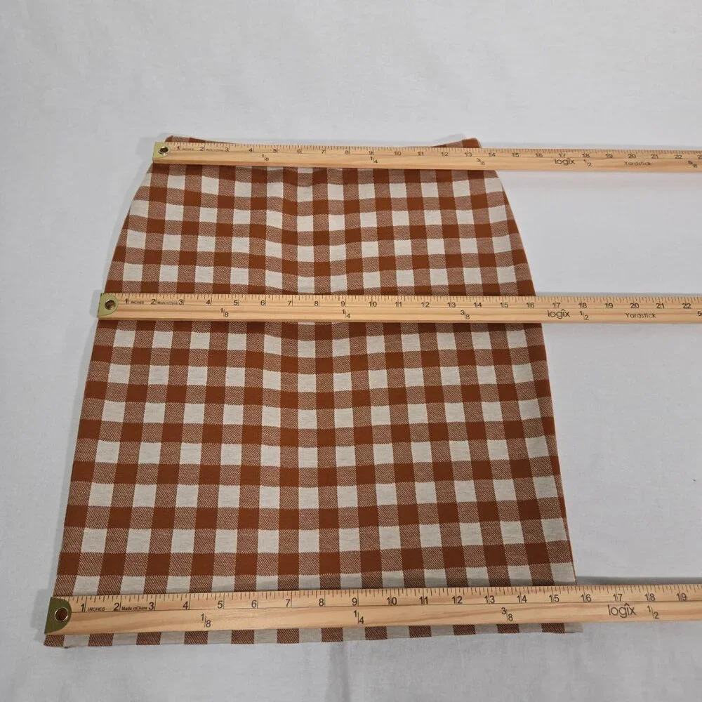 ACADEMIA - SIREN Brown & Beige Checkered Ponte Knit Pencil Mini Skirt PETITE XSP - Picture 16 of 16